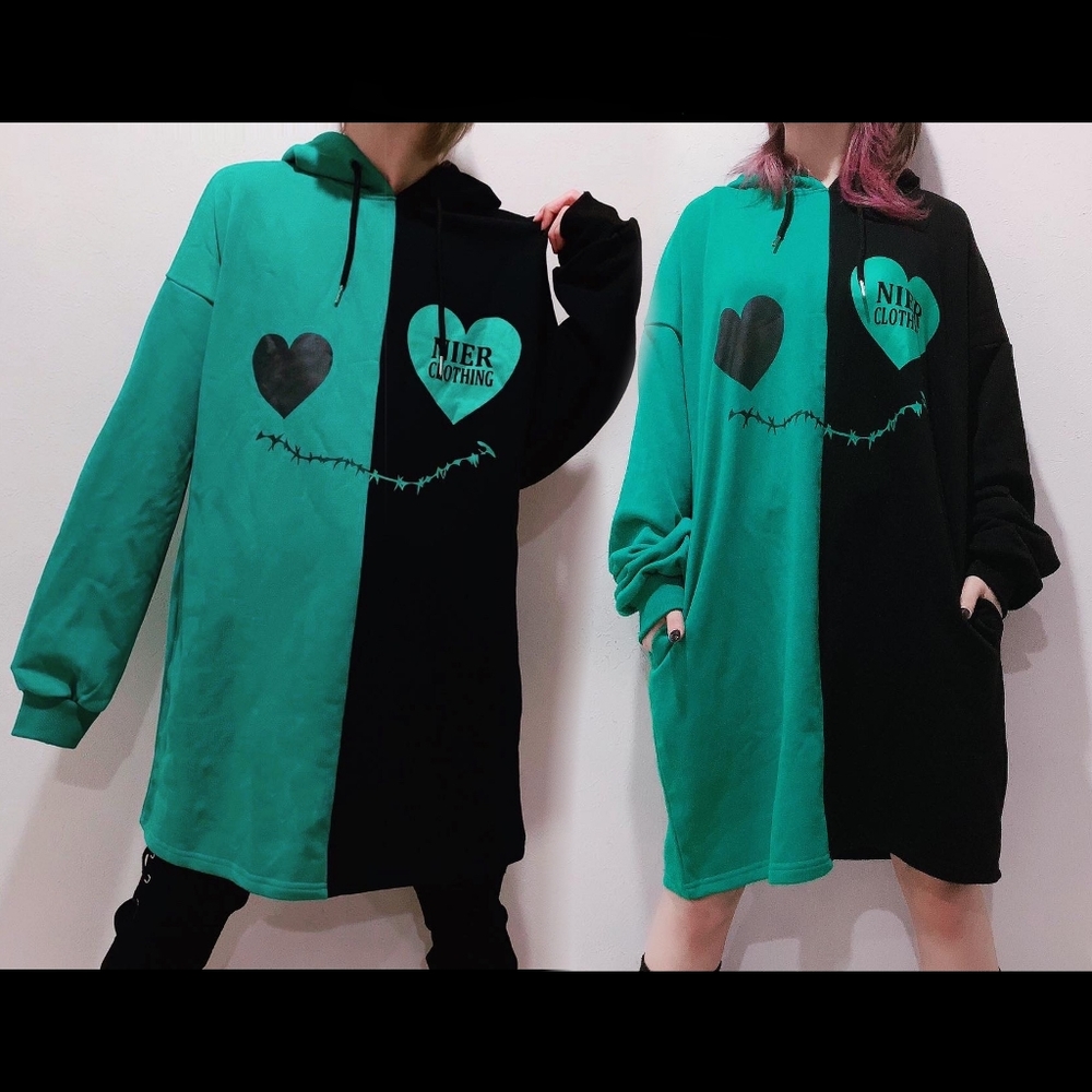 Two tone pullover parka dress